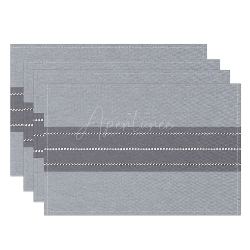 Aperturee - Aperturee Classic Grey Striped Placemats Set of 4 Simple and Modern Design for Farmhouse Kitchen Dining Table