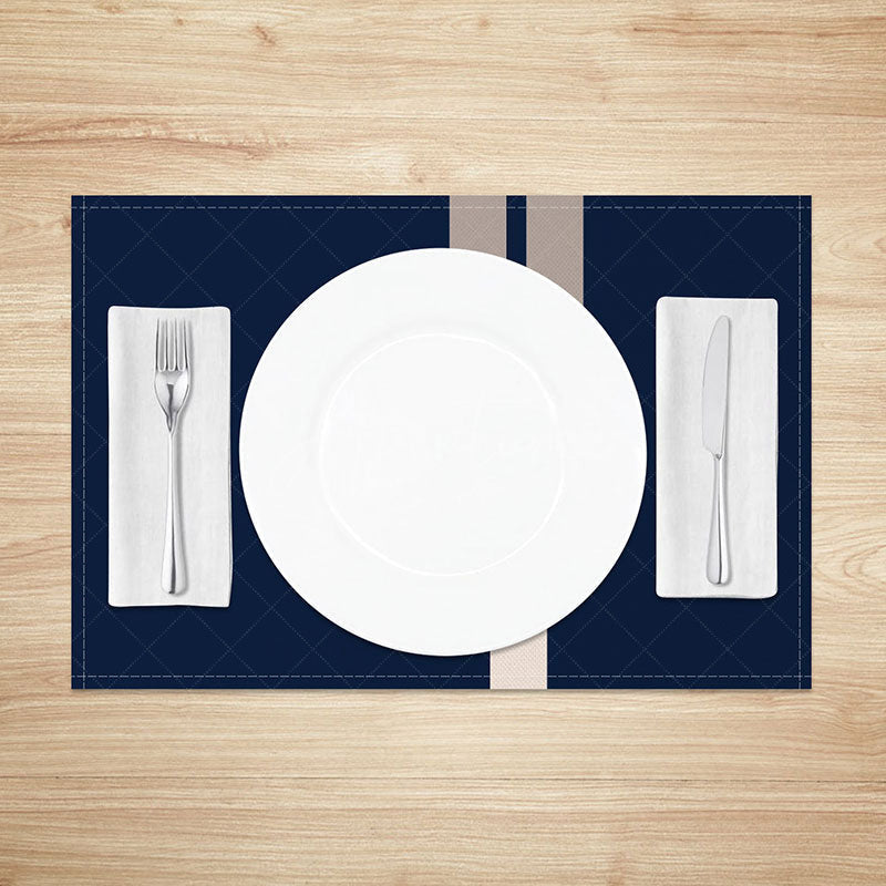 Aperturee - Aperturee Classic Navy Blue and Grey Abstract Placemats Set of 4 Modern Kitchen Decor for Everyday Dining