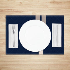 Aperturee - Aperturee Classic Navy Blue and Grey Abstract Placemats Set of 4 Modern Kitchen Decor for Everyday Dining