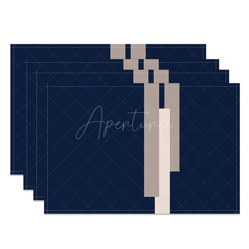 Aperturee - Aperturee Classic Navy Blue and Grey Abstract Placemats Set of 4 Modern Kitchen Decor for Everyday Dining