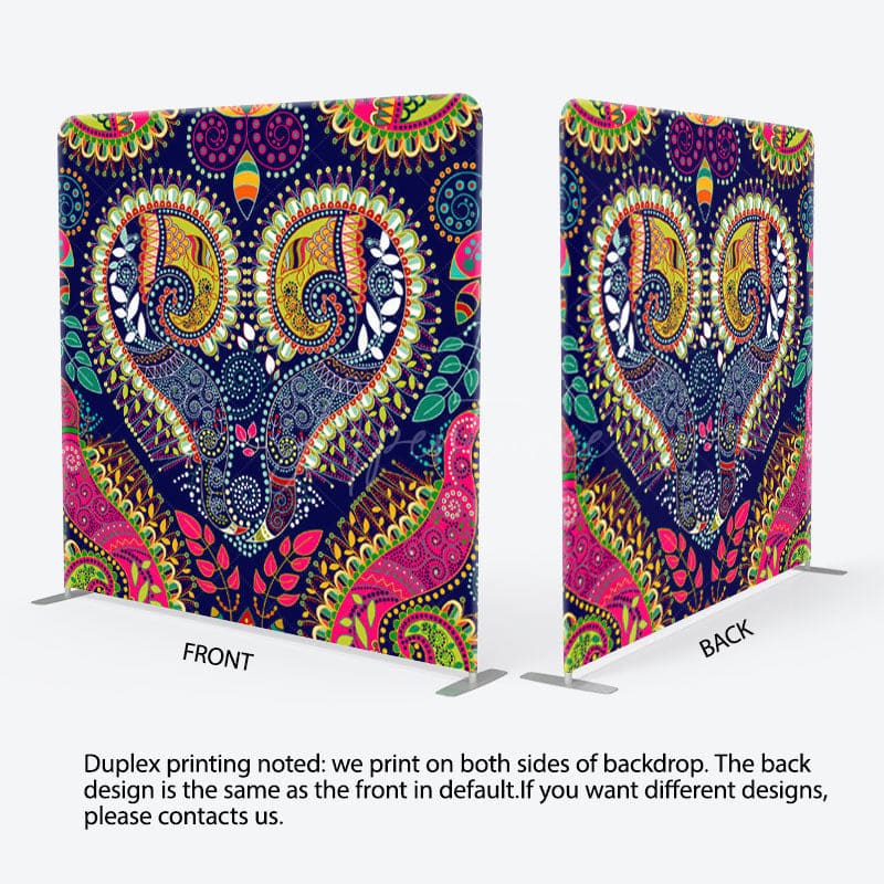 Aperturee - Aperturee Classic Paisley Flower Pattern Backdrop For Decoration