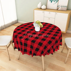 Aperturee - Aperturee Classic Red and Black Buffalo Plaid Round Tablecloth Rustic Farmhouse Checkered Holiday Kitchen Decor