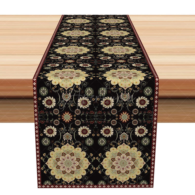 Aperturee - Aperturee Classic Slovak Folk Art Table Runner with Repeating Pattern for Traditional and European Decor