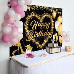Aperturee - Aperturee Classical Balloon Glitter Flags Birthday Backdrop