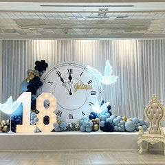 Aperturee - Aperturee Classical Retro Clock Sweet Round Birthday Backdrop