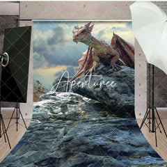 Aperturee - Aperturee Cloud Rocks Welsh Dragon Natural Scene Sweep Backdrop