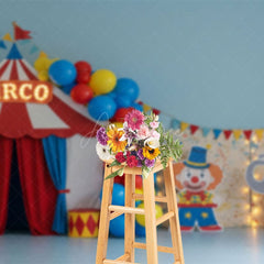 Aperturee - Aperturee Clown Elephant Circo Circus Balloons Cake Smash Backdrop