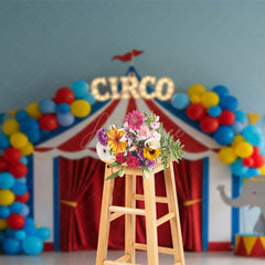 Aperturee - Aperturee Clown Elephant Circo Circus Cake Smash Photo Backdrop