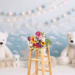 Aperturee - Aperturee Cold Winter Polar Bear Sky Photo Cake Smash Backdrop