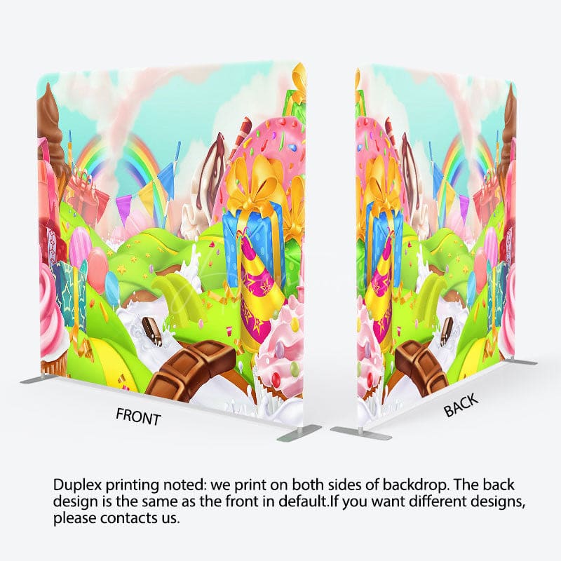 Aperturee - Aperturee Color Candyland Rainbow Birthday Pillow Case Backdrop