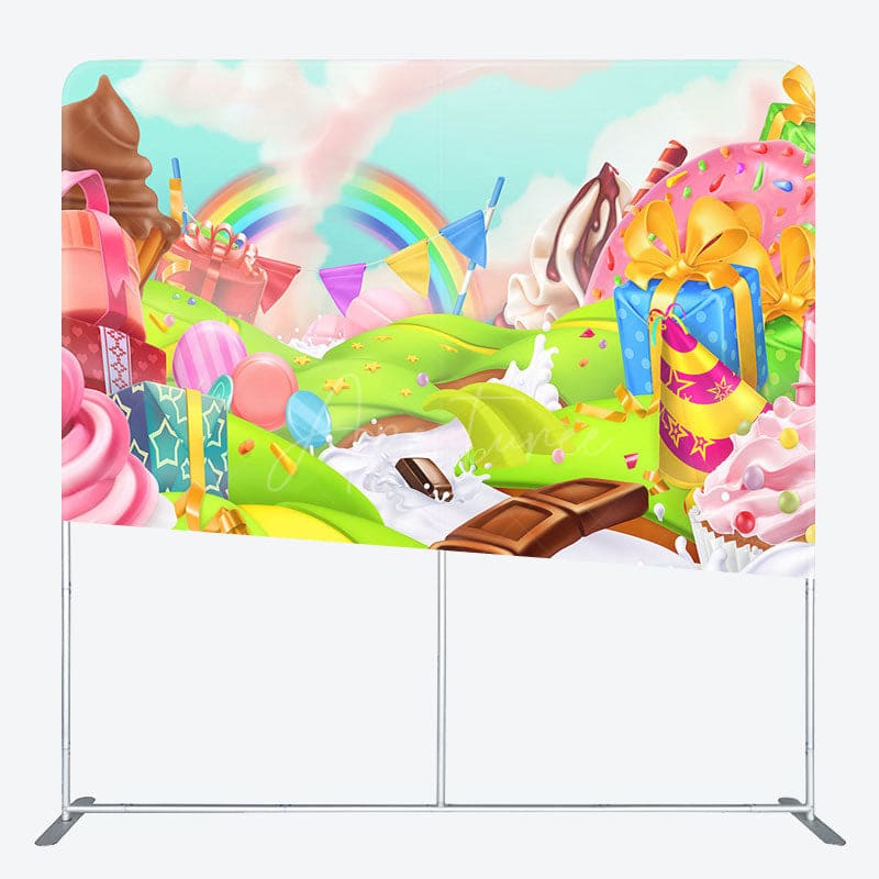 Aperturee - Aperturee Color Candyland Rainbow Birthday Pillow Case Backdrop