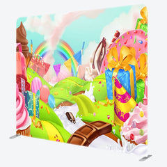Aperturee - Aperturee Color Candyland Rainbow Birthday Pillow Case Backdrop