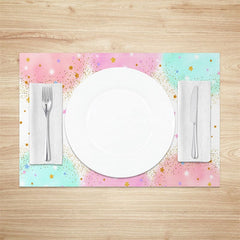 Aperturee - Aperturee Color Cloud Sparkle Stars Unicorn Set of 4 Placemats
