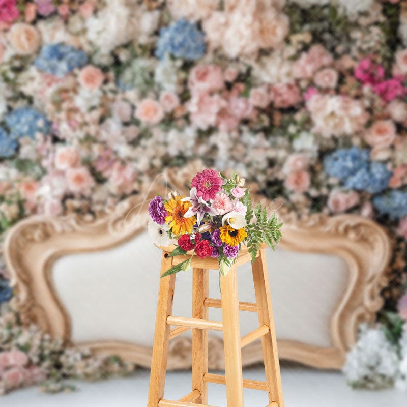 Aperturee - Aperturee Color Floral Royal Headboard Backdrop For Wedding Photo
