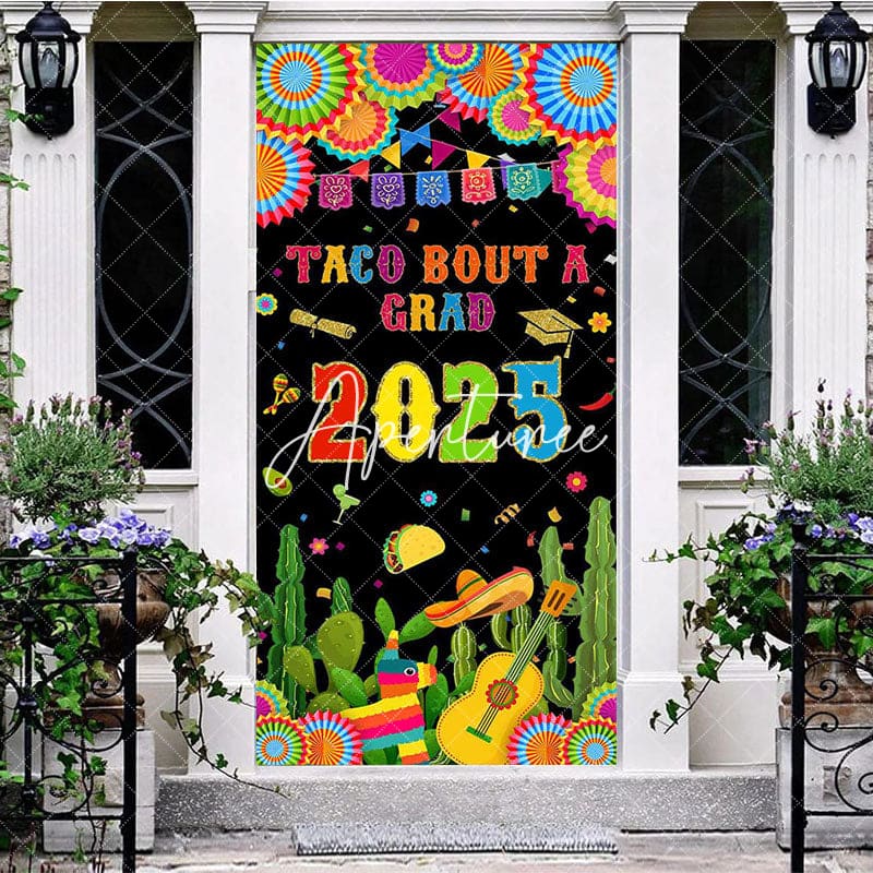 Aperturee - Aperturee Color Mexican Cactus Taco Bout A Grad 2025 Door Cover