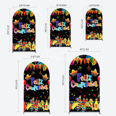 Aperturee - Aperturee Color Mexican Carnival Happy Birthday Arch Backdrop