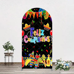 Aperturee - Aperturee Color Mexican Carnival Happy Birthday Arch Backdrop