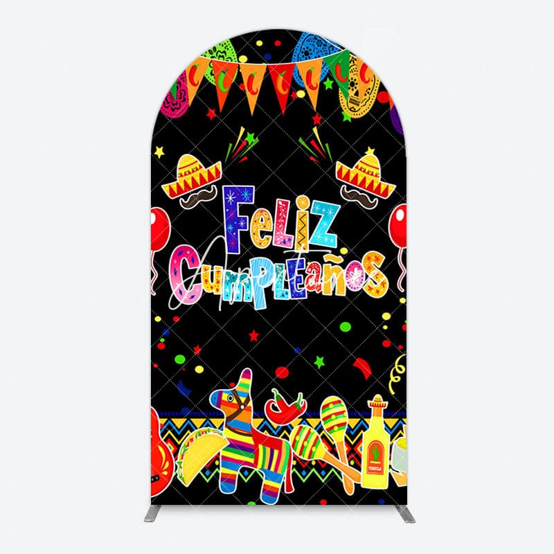 Aperturee - Aperturee Color Mexican Carnival Happy Birthday Arch Backdrop