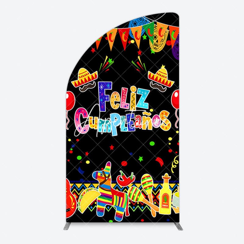 Aperturee - Aperturee Color Mexican Carnival Happy Birthday Half Moon Arch Backdrop
