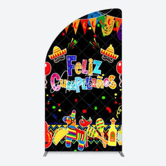 Aperturee - Aperturee Color Mexican Carnival Happy Birthday Half Moon Arch Backdrop
