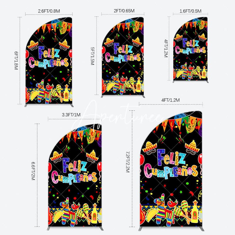 Aperturee - Aperturee Color Mexican Carnival Happy Birthday Half Moon Arch Backdrop