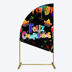 Aperturee - Aperturee Color Mexican Carnival Happy Birthday Half Moon Arch Backdrop