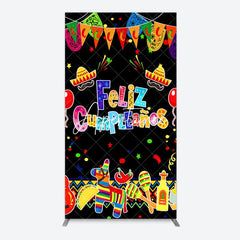 Aperturee - Aperturee Color Mexican Carnival Happy Birthday Rectangle Backdrop