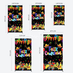 Aperturee - Aperturee Color Mexican Carnival Happy Birthday Rectangle Backdrop