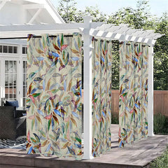 Aperturee - Aperturee Colored Leaves Waterproof Printed Outdoor Curtains