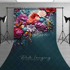 Aperturee - Aperturee Colorful 3D Floral Sweep Photo Backdrop Vibrant Spring Flower Bloom Background Garden Nature Art Floor Prop