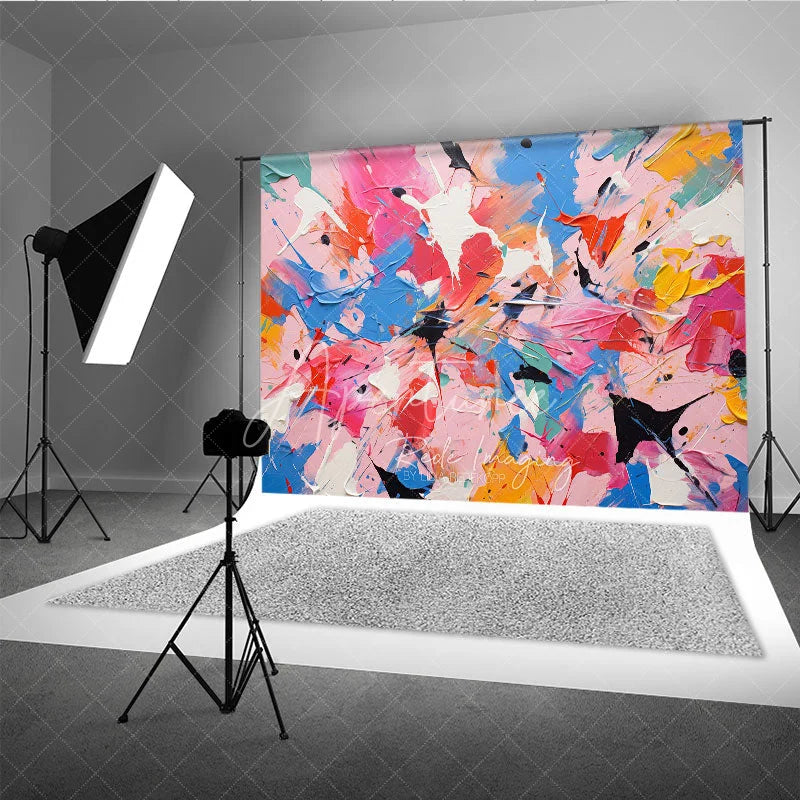 Aperturee - Aperturee Colorful Abstract Paint Splatter Photography Backdrop Vibrant Artistic Party Decor for Kids and Adults