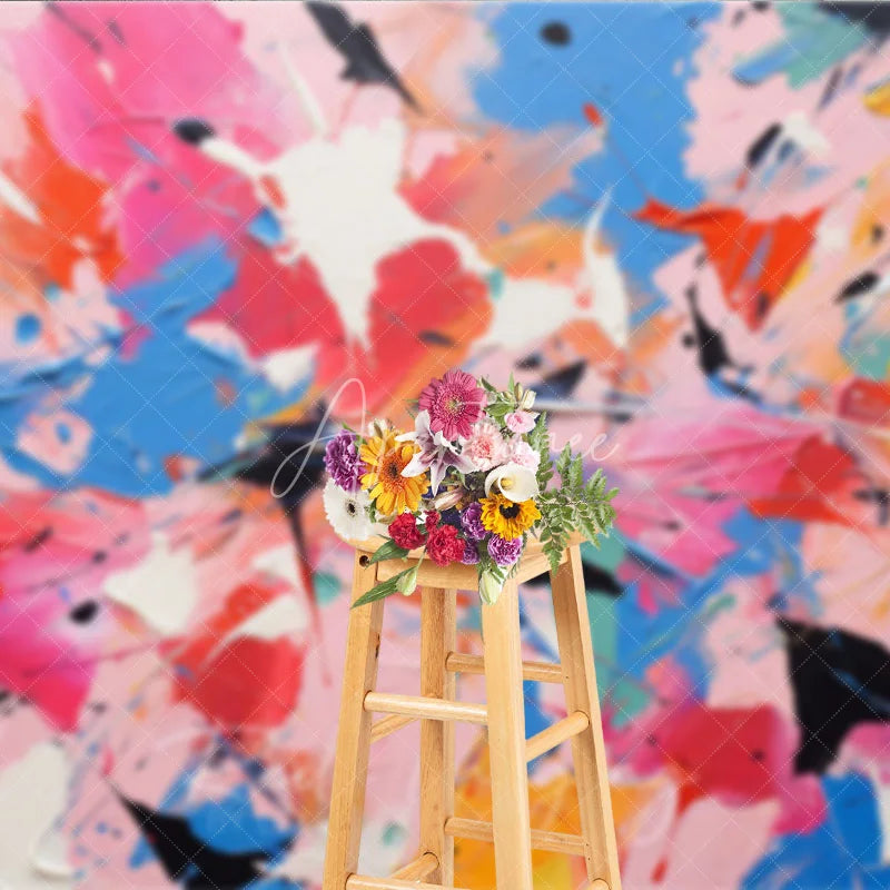 Aperturee - Aperturee Colorful Abstract Paint Splatter Photography Backdrop Vibrant Artistic Party Decor for Kids and Adults