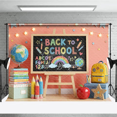 Aperturee - Aperturee Colorful Back to School Blackboard Photography Backdrop with Globe Books and Pencils for Kids’ Educational Photos