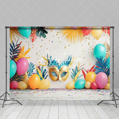 Aperturee - Aperturee Colorful Balloons Tribal Leaf Cake Smash Backdrop