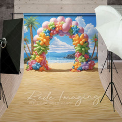 Aperturee - Aperturee Colorful Beach Balloon Arch Summer Sweep Backdrop