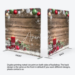 Aperturee - Aperturee Colorful Bells Snowy Wooden Bokeh Christmas Backdrop