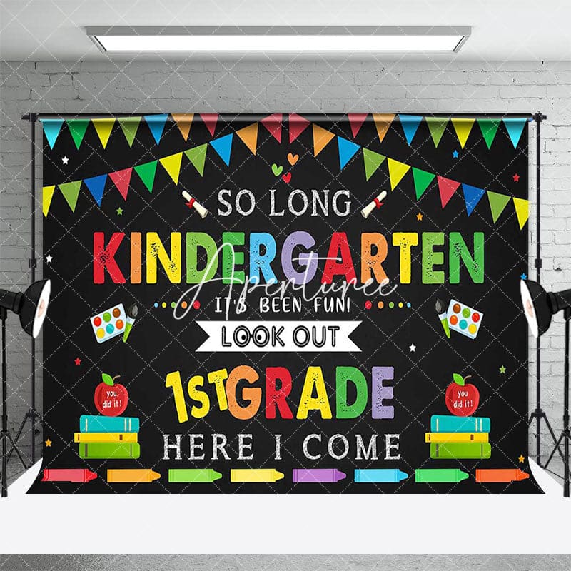 Aperturee - Aperturee Colorful Blackboard Kindergarten Graduation Backdrop