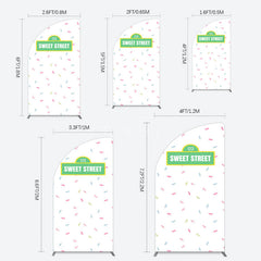 Aperturee - Aperturee Colorful Candy Sweet Street Birthday Half Moon Arch Backdrop