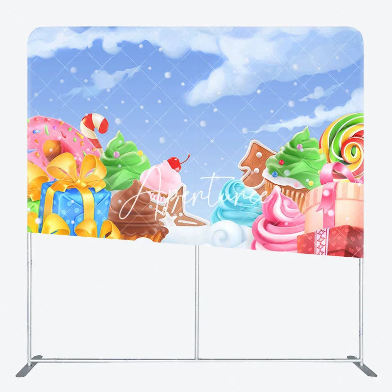 Aperturee - Aperturee Colorful Candyland Christmas Pillow Cover Backdrop