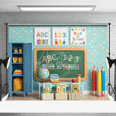 Aperturee - Aperturee Colorful Classroom Back to School Photography Backdrop ABC 123 Chalkboard Polka Dot Wall and School Supplies for Kids
