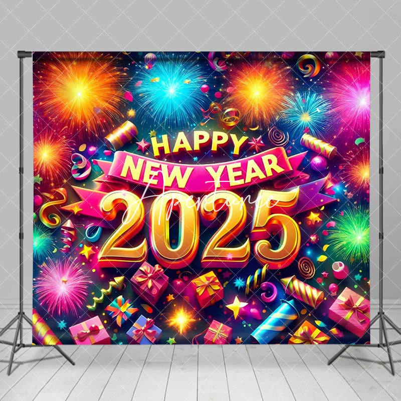 Aperturee - Aperturee Colorful Decoration Happy New Year 2025 Backdrop