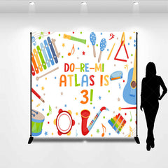 Aperturee Aperturee Colorful Do Re Mi Custom Name 3rd Birthday Backdrop
