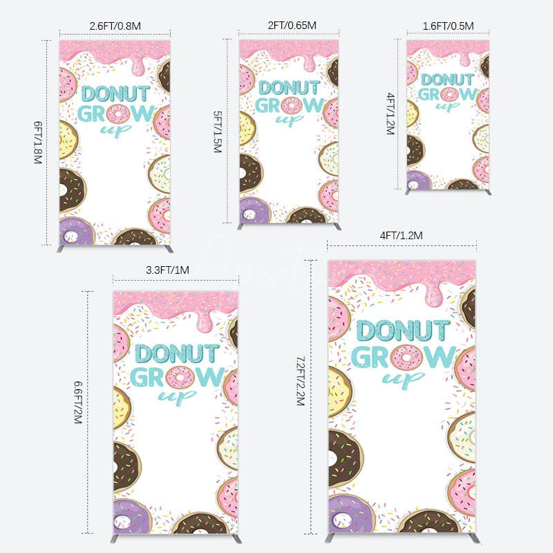 Aperturee - Aperturee Colorful Donut Dots Grow Up Birthday Rectangle Backdrop