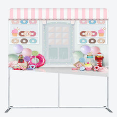 Aperturee - Aperturee Colorful Donuts Store Birthday Pillow Case Backdrop