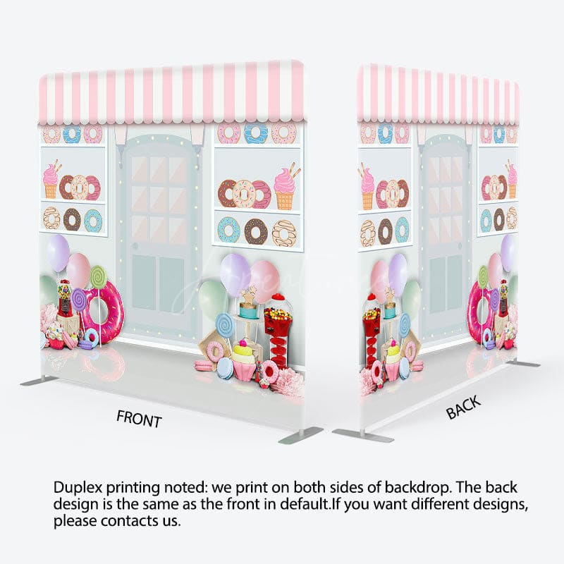 Aperturee - Aperturee Colorful Donuts Store Birthday Pillow Case Backdrop