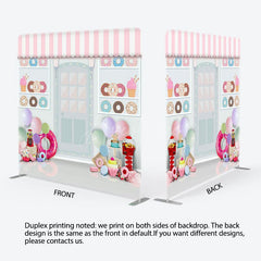 Aperturee - Aperturee Colorful Donuts Store Birthday Pillow Case Backdrop
