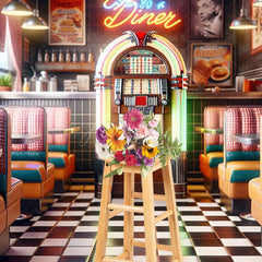 Aperturee - Aperturee Colorful Dynamic Retro 90s Diner Photography Backdrop