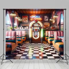 Aperturee - Aperturee Colorful Dynamic Retro 90s Diner Photography Backdrop
