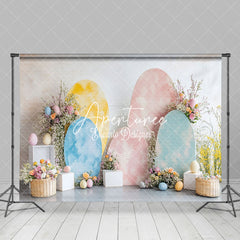 Aperturee - Aperturee Colorful Eggs Floral Backdrop For Easter Photo Booth