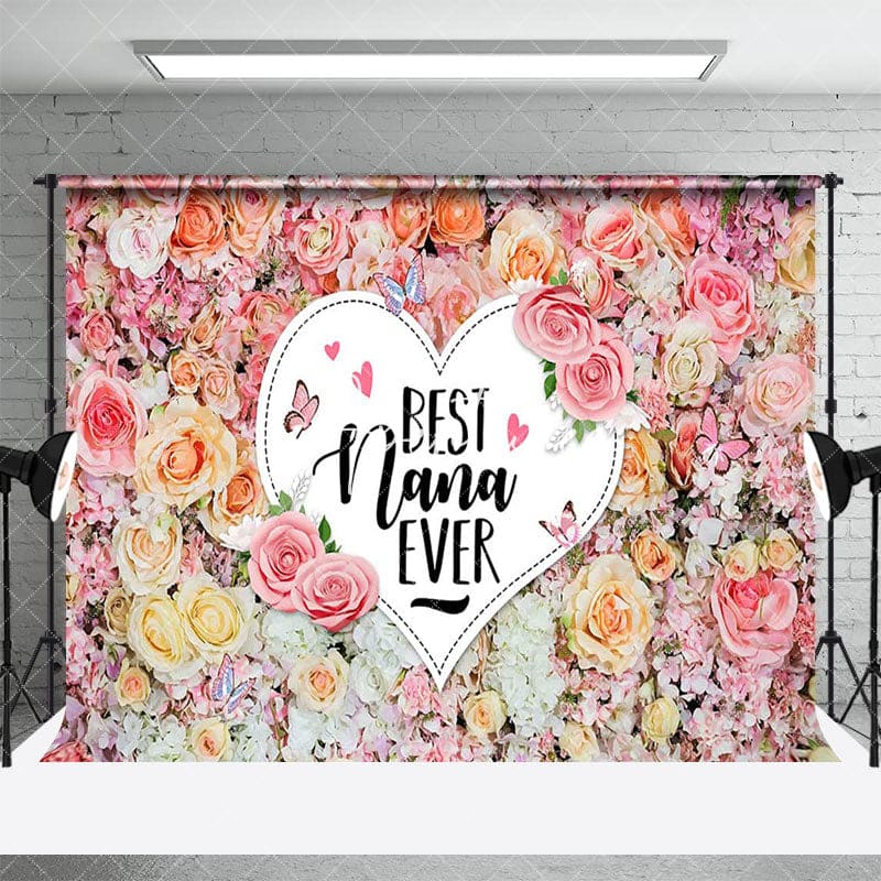 Aperturee - Aperturee Colorful Floral Best Nana Ever Mothers Day Backdrop